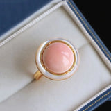 Enamel Pink Round Ring Engagement Jewelry for Women