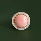 Enamel Pink Round Ring Engagement Jewelry for Women