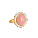Enamel Pink Round Ring Engagement Jewelry for Women