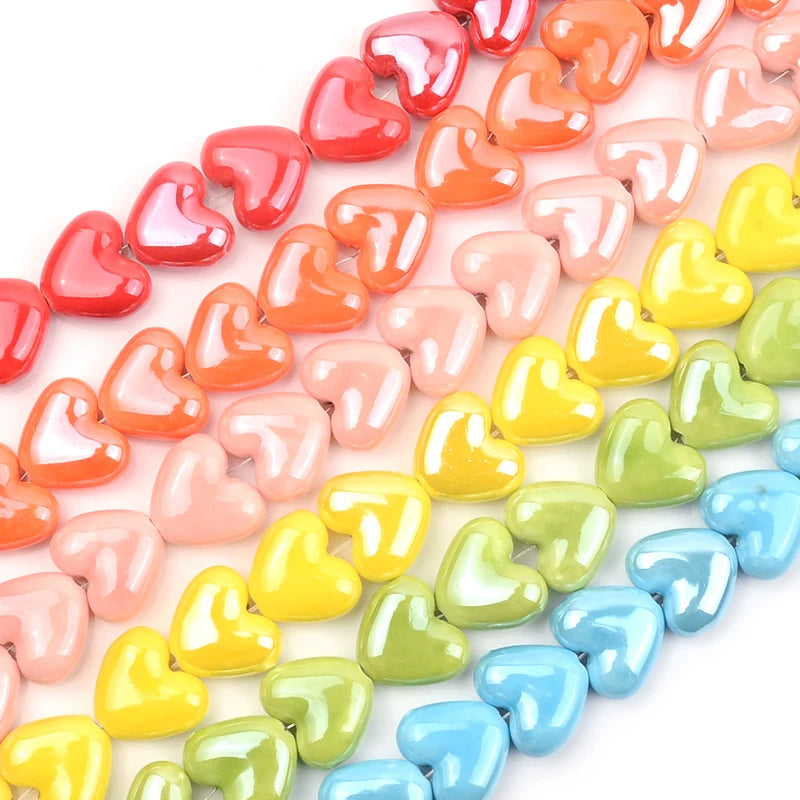 Heart Shape Ceramic Beads Multi-color for jewelry making