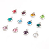 Simulated Birthstone Charms Stainless Steel Pendant Jewelry Lot