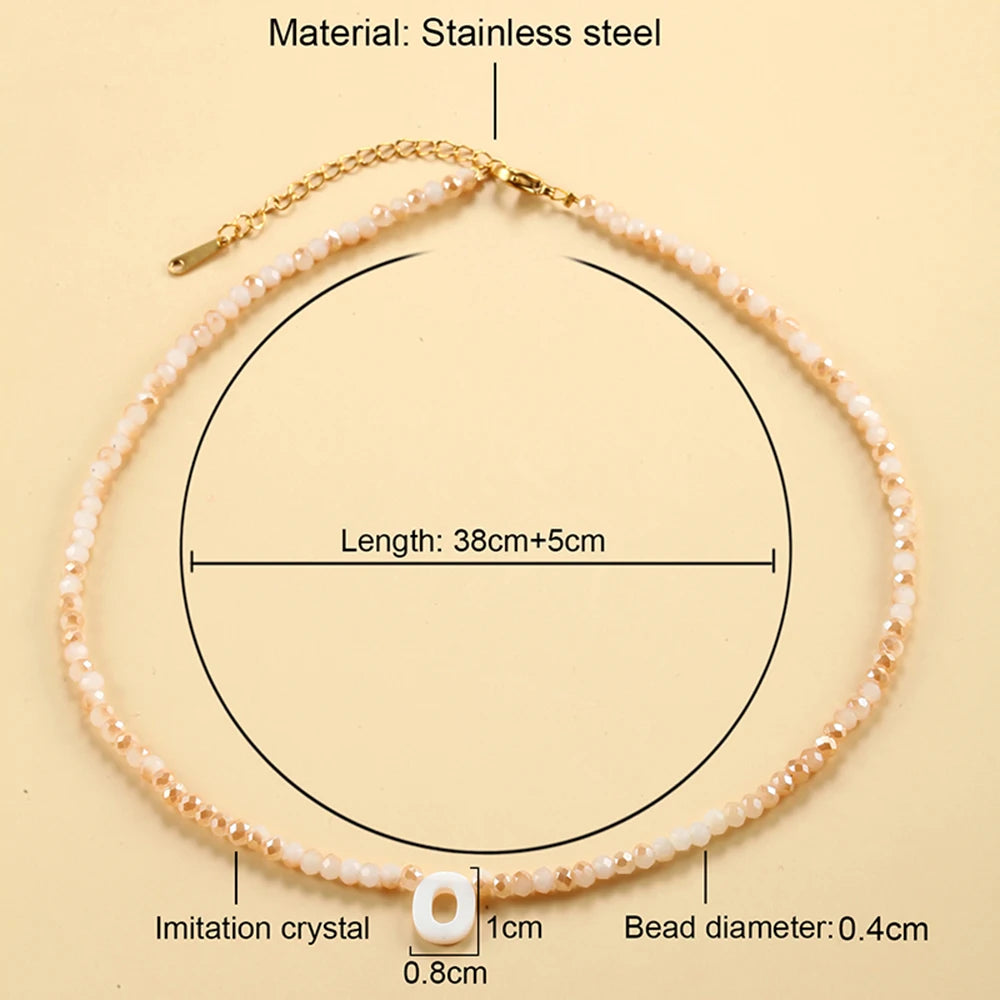 Crystal Initial Necklace Vintage Letter Pendant Collar Choker