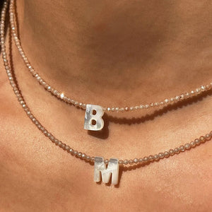Crystal Initial Necklace Vintage Letter Pendant Collar Choker