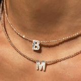 Crystal Initial Necklace Vintage Letter Pendant Collar Choker