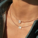 Crystal Initial Necklace Vintage Letter Pendant Collar Choker