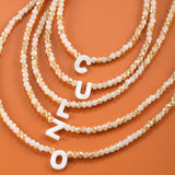 Crystal Initial Necklace Vintage Letter Pendant Collar Choker