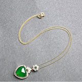 Green Jade Crystal Emerald Gemstone Pendant Necklaces For Women