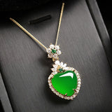 Green Jade Crystal Emerald Gemstone Pendant Necklaces For Women