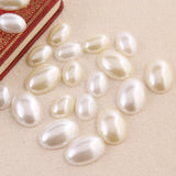 Simulated Pearl 13*18mm/18*25mm Oval Half Cut Faux Pearl Beige/White Bead