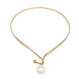 Simulated Pearl Alloy Torques Choker Necklaces Metal Statement Collar Necklace