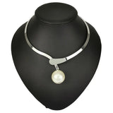 Simulated Pearl Alloy Torques Choker Necklace Statement Collar Jewelry