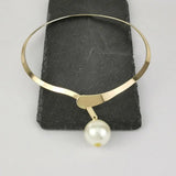Simulated Pearl Alloy Torques Choker Necklace Statement Collar Jewelry