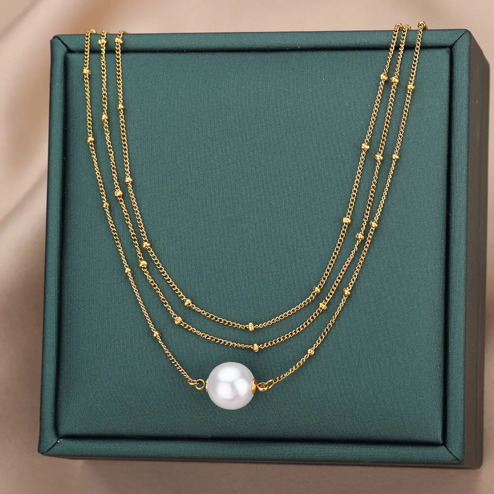 Simulated Pearl Bead Choker Necklace Vintage Jewelry