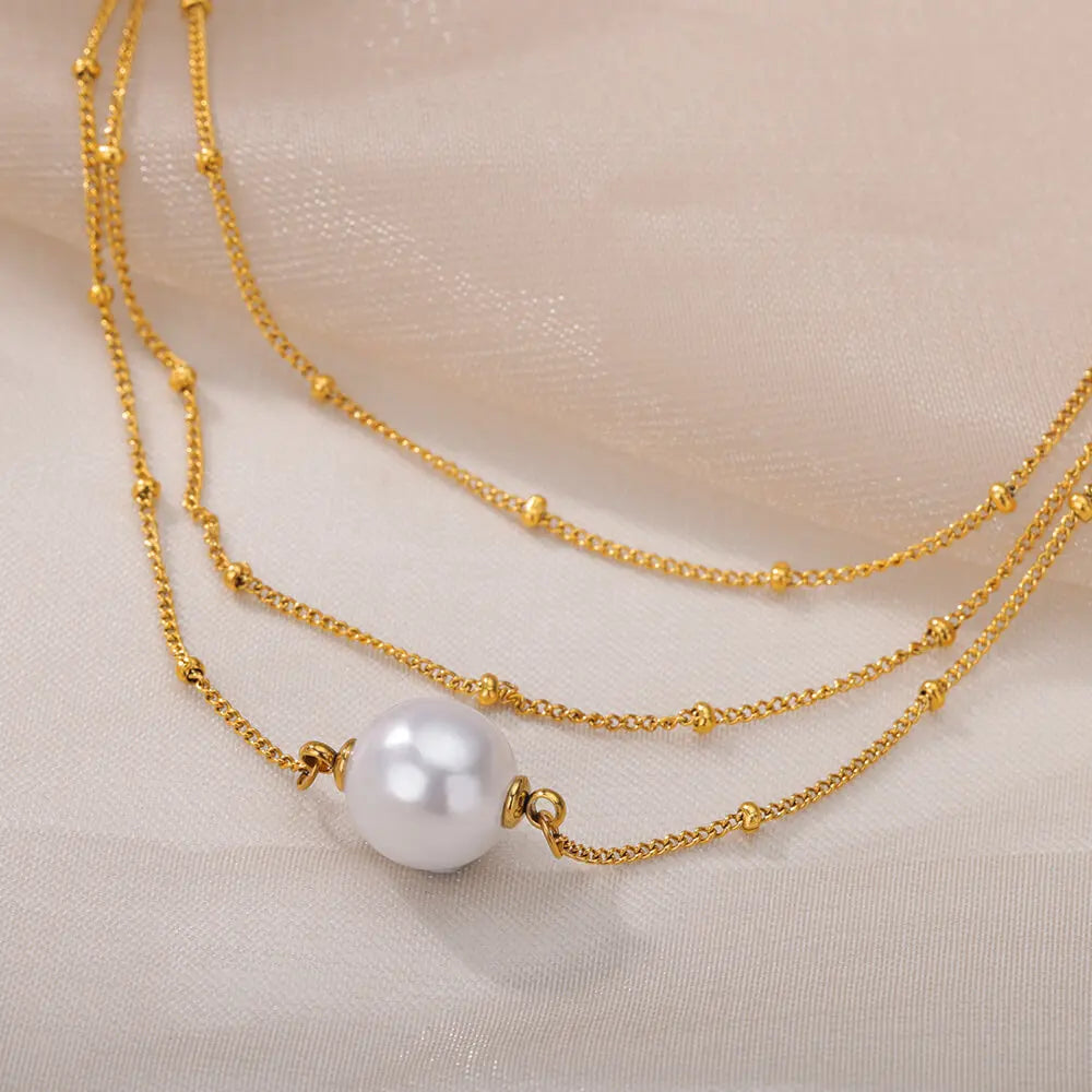 Simulated Pearl Bead Choker Necklace Vintage Jewelry
