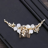Simulated Pearl Crystal Flower Tiara Hair Combs Clips