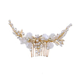 Simulated Pearl Crystal Flower Tiara Hair Combs Clips