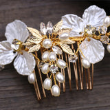 Simulated Pearl Crystal Flower Tiara Hair Combs Clips
