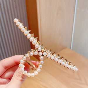 Simulated Pearl Crystal Large Hair Claw Clip Women Jewelry Metal Hairpins
