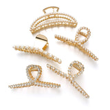 Simulated Pearl Crystal Large Hair Claw Clip Women Jewelry Metal Hairpins
