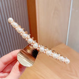 Simulated Pearl Crystal Large Hair Claw Clip Women Jewelry Metal Hairpins