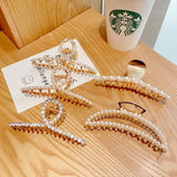 Simulated Pearl Crystal Large Hair Claw Clip Women Jewelry Metal Hairpins