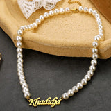 Simulated Pearl Name Necklace For Women Statement Jewelry