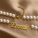 Simulated Pearl Name Necklace For Women Statement Jewelry