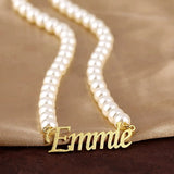 Simulated Pearl Name Necklace For Women Statement Jewelry