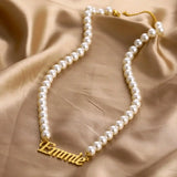 Simulated Pearl Name Necklace For Women Statement Jewelry