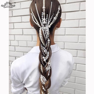 Simulated Pearl Tassel Bridal Wedding Hair Clip