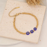 Simulated Pearl Stone Bead Bracelet Evil Eye Charm Jewelry Gift