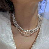 Simulated Pearl Choker Necklace Vintage Women's Jewelry