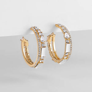 Simulated Pearls Big Round Hoop Earrings for Women