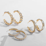 Simulated Pearls Big Round Hoop Earrings for Women