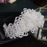 Simulated Pearls Flowers Tiaras Wedding Hairbands Silver Head Ornaments