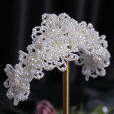 Simulated Pearls Flowers Tiaras Wedding Hairbands Silver Head Ornaments