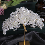 Simulated Pearls Flowers Tiaras Wedding Hairbands Silver Head Ornaments