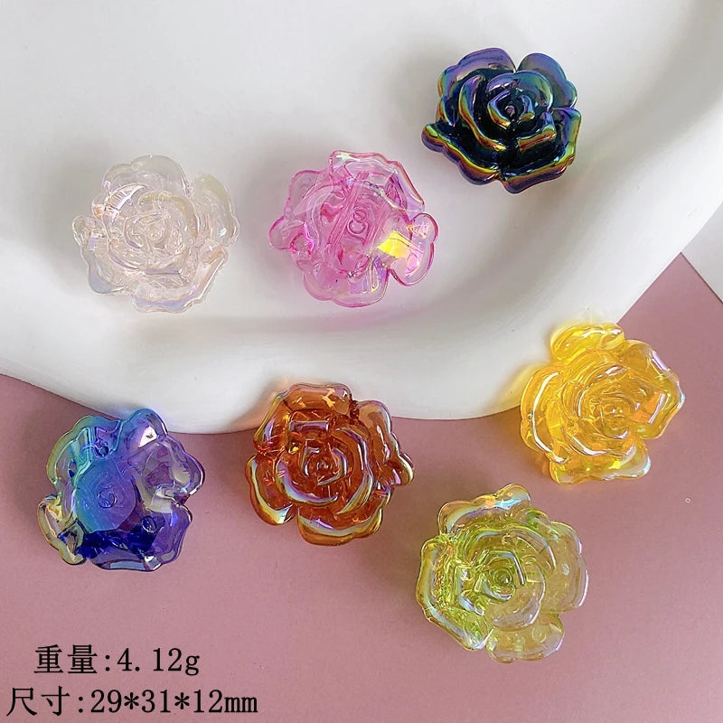 Plated Camellia Double Hole Rose Bead Patch DIY Accessories