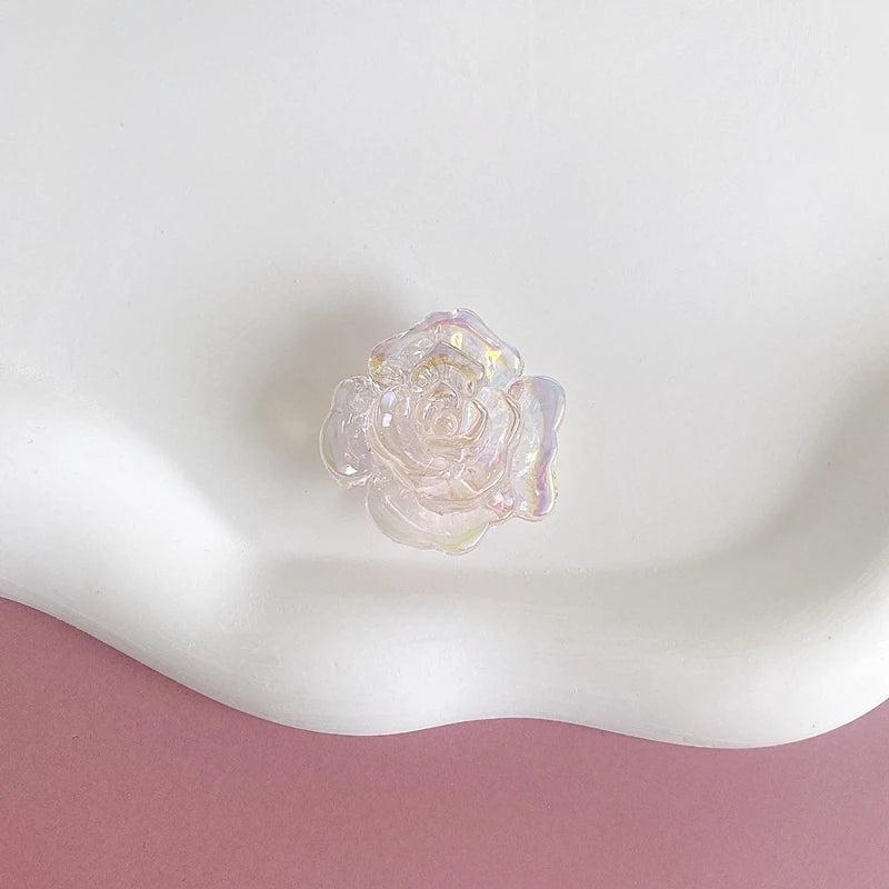 Plated Camellia Double Hole Rose Bead Patch DIY Accessories