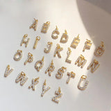 Simulated Pearls Choker Necklace with Zircon Initial Charms Pendant