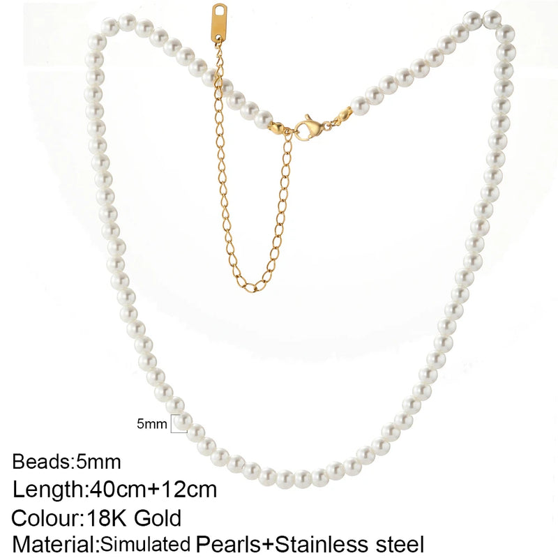 Simulated pearls Bead Necklaces for Women Vintage Pearl Woman's Choker