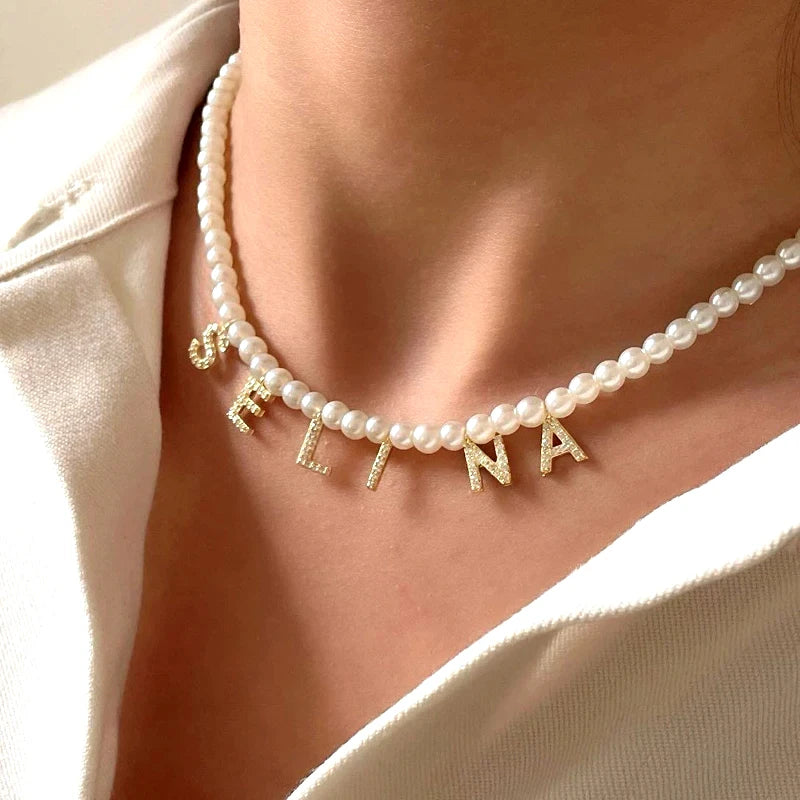 Simulated pearls Bead Necklaces for Women Vintage Pearl Woman's Choker