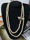 Simulated-pearls Beads Chain Necklace Crystal Insects Necklace