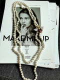 Simulated-pearls Beads Chain Necklace Crystal Insects Necklace