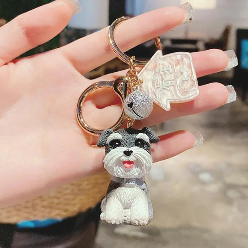 Simulation Dog Keychain Bichon Frise Schnauzer Pet Key Chains Holder
