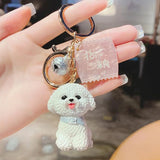 Simulation Dog Keychain Bichon Frise Schnauzer Pet Key Chains Holder