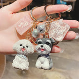 Simulation Dog Keychain Bichon Frise Schnauzer Pet Key Chains Holder