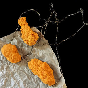 Fried Chicken Pendant Necklace Realistic Food Chaine Po