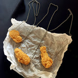 Fried Chicken Pendant Necklace Realistic Food Chaine Po