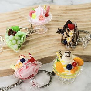 Ice Cream Keychain Pendant Fun Food Play Milk Tea Cup Bag Charm